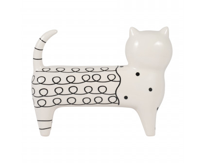 Sagebrook 8" Ceramic Swirls Cat - White