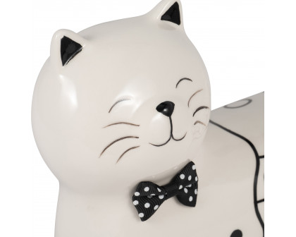 Sagebrook 8" Ceramic Swirls Cat - White