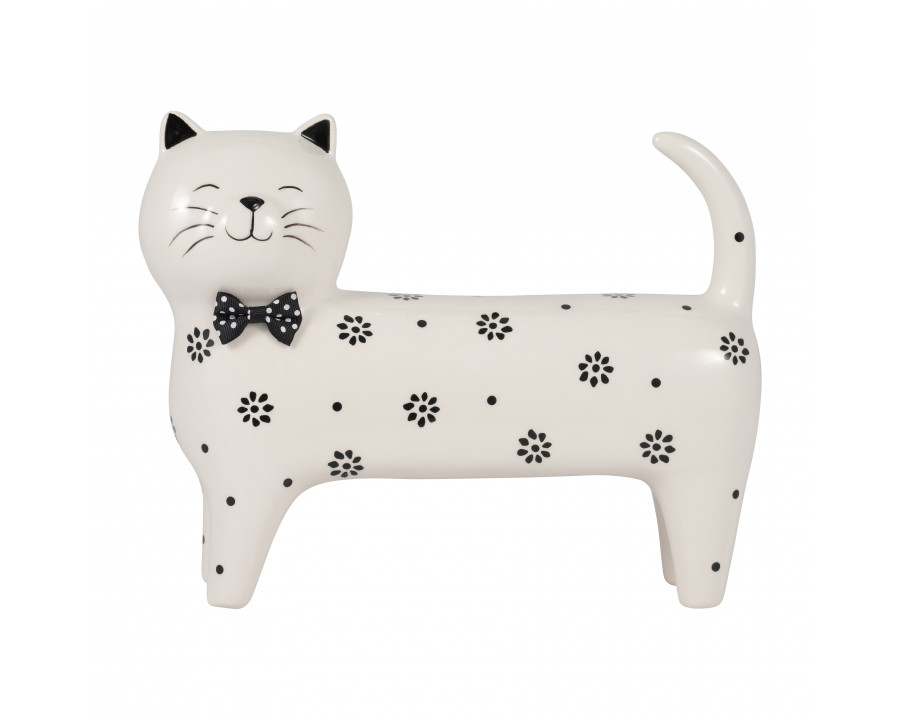 Sagebrook 7" Ceramic Daisies Cat