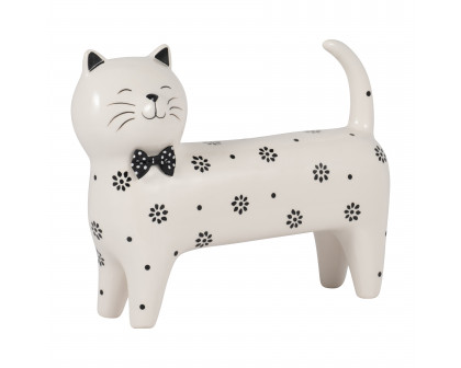 Sagebrook 7" Ceramic Daisies Cat