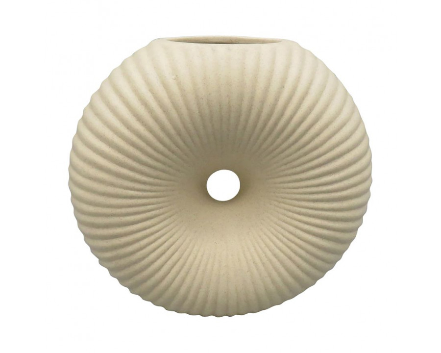 Sagebrook 7" Ceramic Donut Hole Vase - Cotton