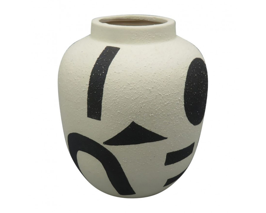 Sagebrook - 6" Ceramic Funky Bulbous Vase in Ivory/Black