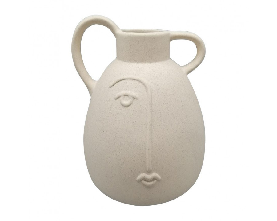 Sagebrook - 8" Ceramic Face Vase With Handles in Ivory