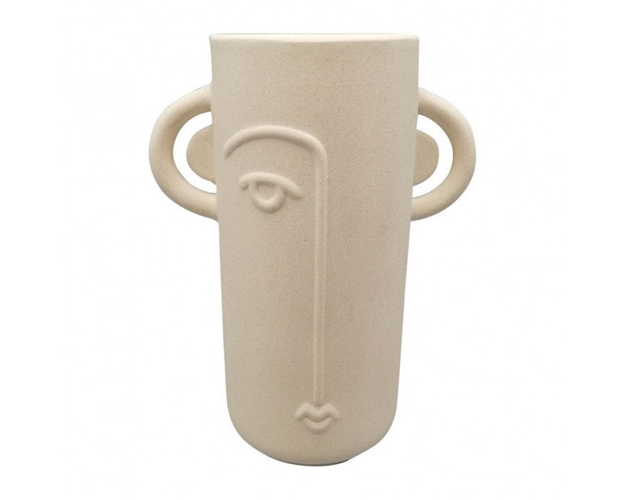 Sagebrook 10" Ceramic Face Vase With Handles - Ivory