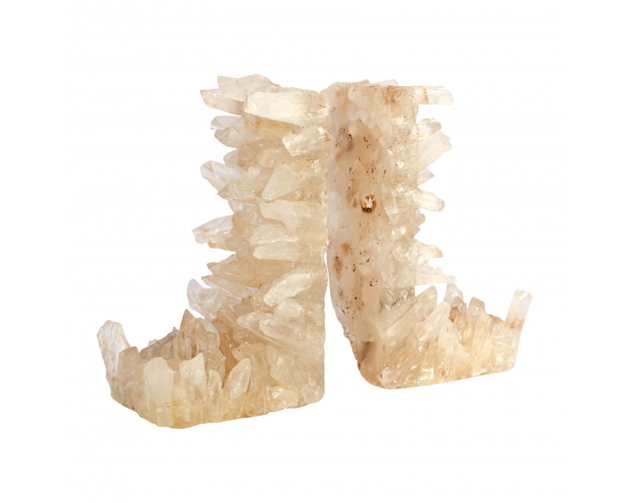 Sagebrook - 5" Quartz Crystallized Bookends (Set Of 2) in Ivory