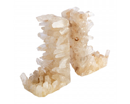 Sagebrook - 5" Quartz Crystallized Bookends (Set Of 2) in Ivory