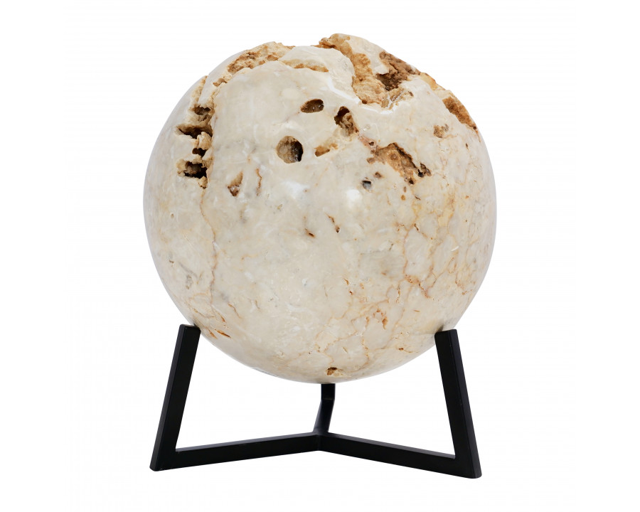 Sagebrook - 9" Stone Moon On Stand in Ivory