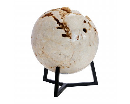 Sagebrook - 9" Stone Moon On Stand in Ivory