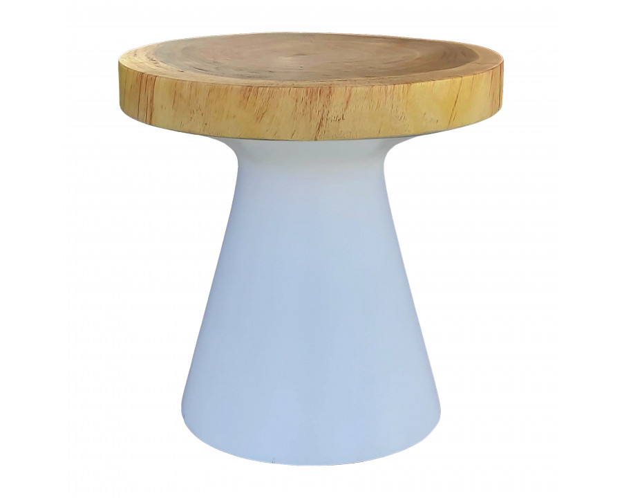 Sagebrook - 16" Wood Accent Table With White Base in Natural/White