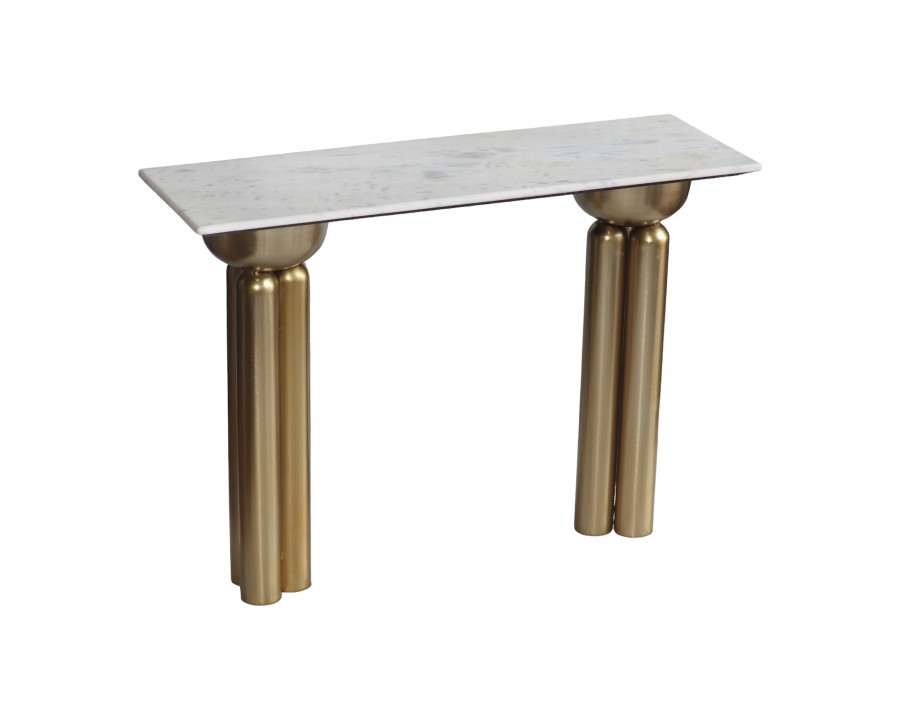 Sagebrook - 42" Metal Marble Top Console in Gold/White