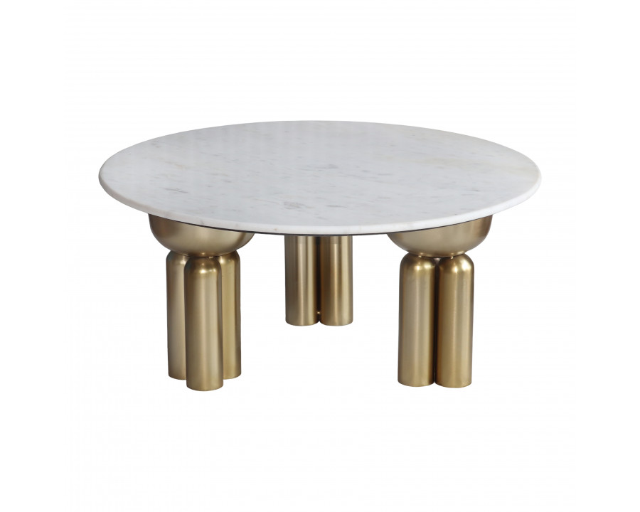 Sagebrook - 36" Metal Marble Top Coffee Table in Gold/White