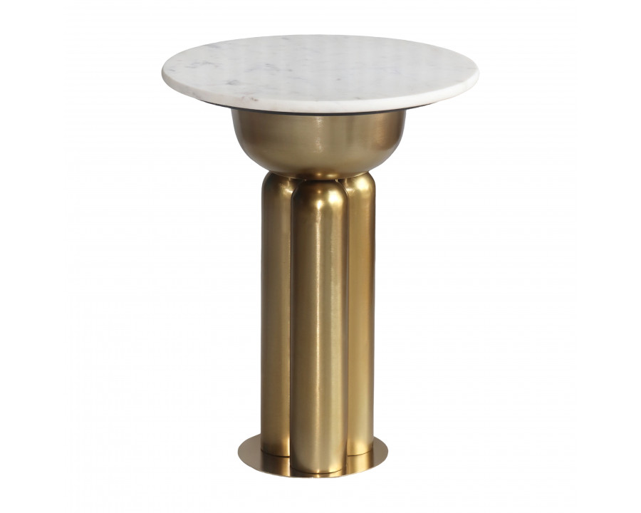 Sagebrook - 22" Marble Top Side Table in Gold/White