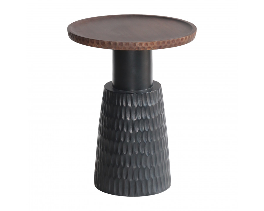 Sagebrook - 20" Wood Hammered Side Table in Black/Brown