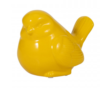 Sagebrook - 6" Ceramic Tail Up Chubby Bird in Yellow