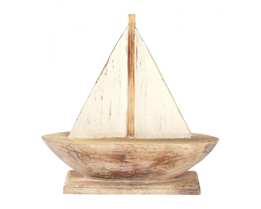 Sagebrook 14" Wood Sailboat - Natural/White