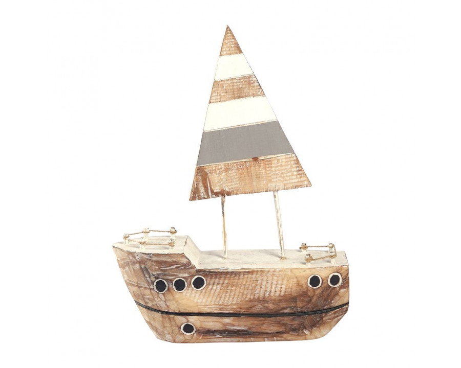 Sagebrook - 15" Wood Porthole Sailboat in Multi