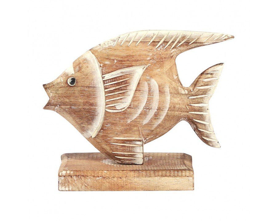 Sagebrook - 8" Wood Angel Fish in Natural