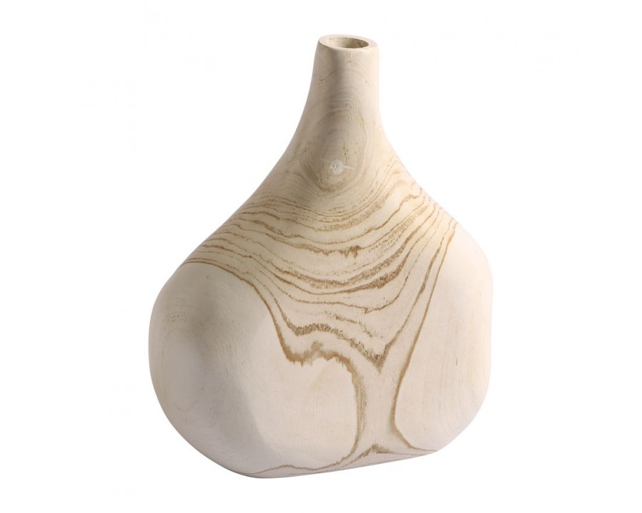 Sagebrook - 9" Wood Carved Teak Vase in Natural