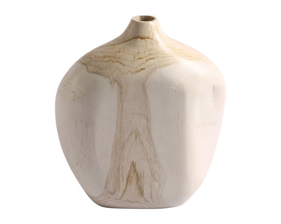 Sagebrook - 9" Wood Carved Teak Vase in Natural