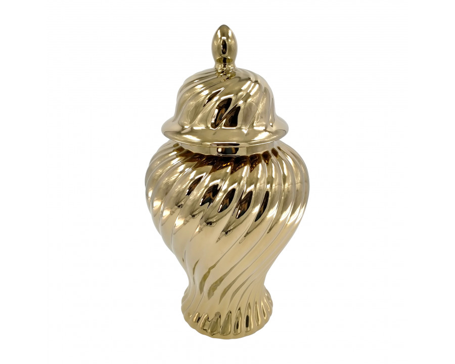 Sagebrook 20" Ceramic Swirl Temple Jar - Gold