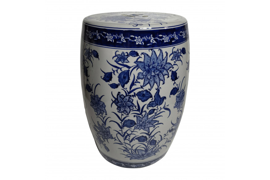 Sagebrook™ 18" Ceramic Pinwheel Flower Chinoiserie Stool - Blue/White