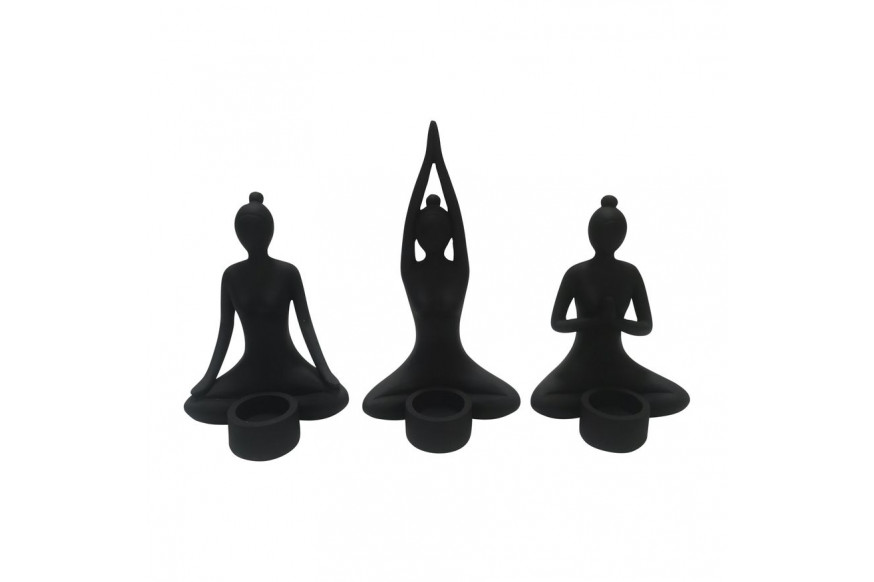 Sagebrook™ 9" Resin Candle Holders (Set of 3) - Black