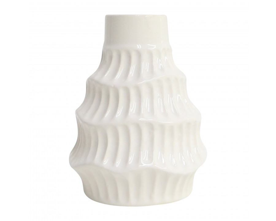 Sagebrook 7" Ceramic Wavy Vase - White