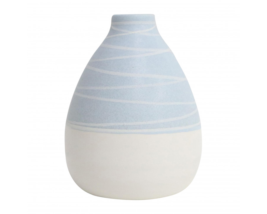 Sagebrook 6" Ceramic Tribal Vase - Blue/White