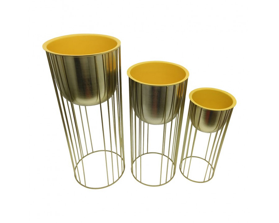 Sagebrook - 16"/20"/24" Raised Metal Planters (Set Of 3) in Gold