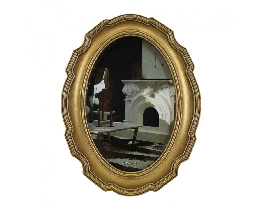 Sagebrook - 4"x6" Resin Round Vintage Photo Frame in Gold