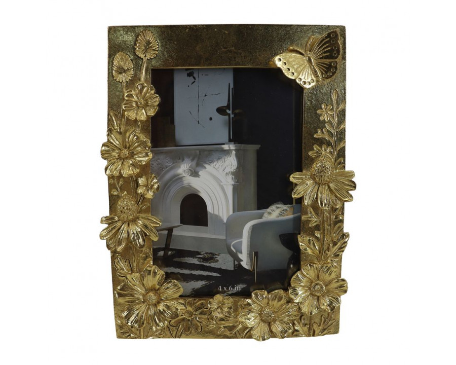 Sagebrook - 4"x6" Resin Spring Time Photo Frame in Gold