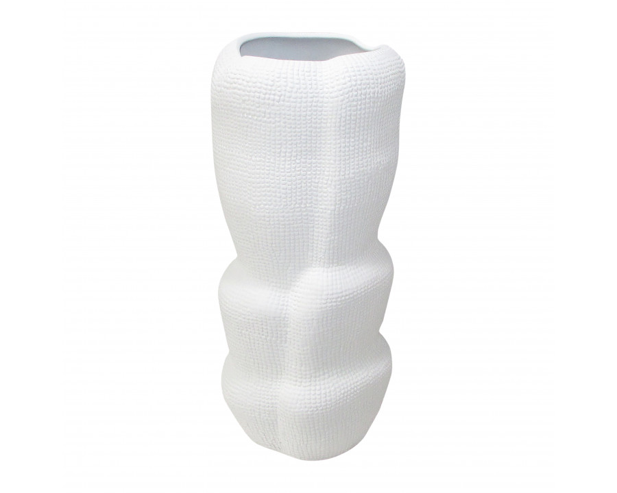 Sagebrook 16" Ceramic Waffle Texture Organic Vase - White