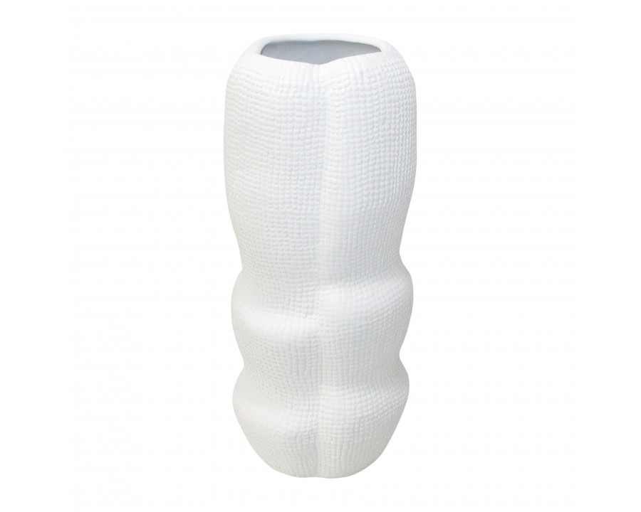 Sagebrook 12" Ceramic Waffle Texture Organic Vase - White