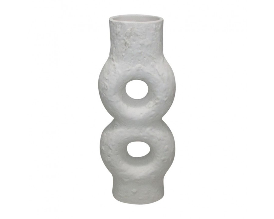 Sagebrook 13" Ceramic Textured Stacked Circles Vase - White