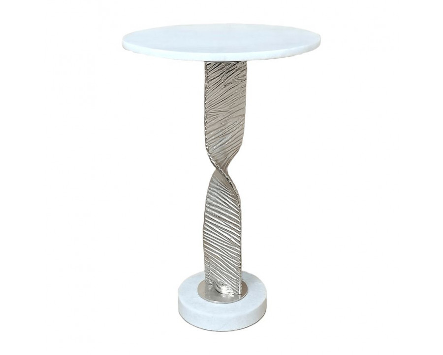 Sagebrook Metal Twisted Base Accent Table - White/Silver