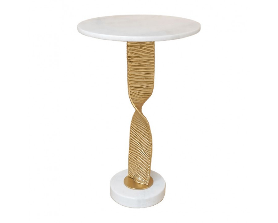 Sagebrook Metal Twisted Base Accent Table - White/Gold