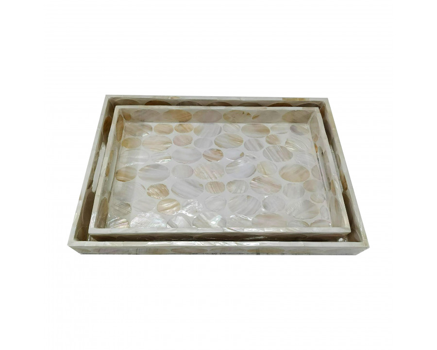 Sagebrook - 16"/18" Capiz Rectangular Trays (Set Of 2) in Natural