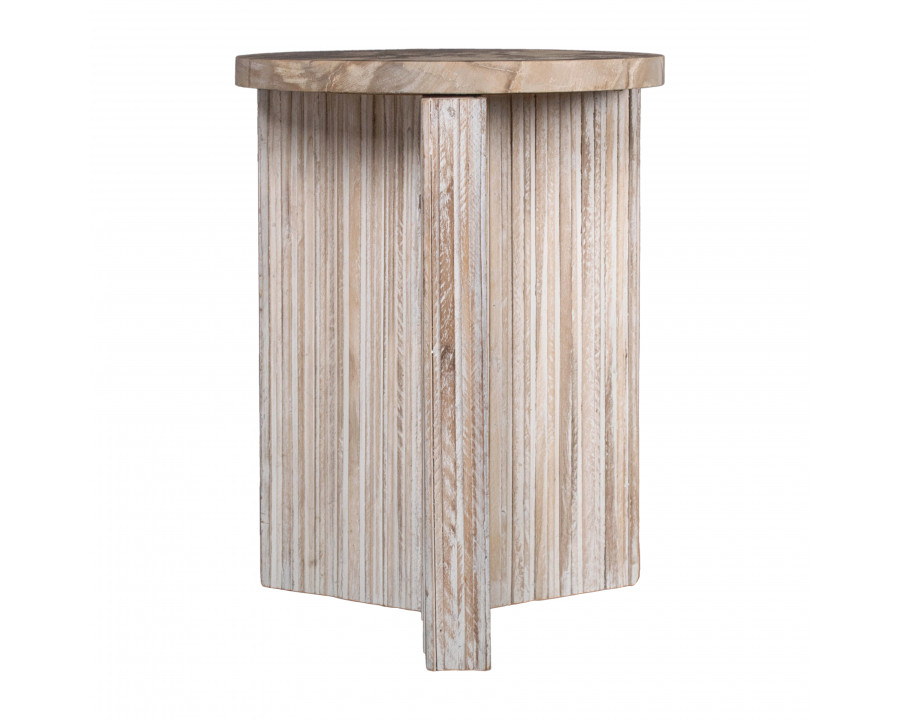 Sagebrook 20" Petrified Wood And Teak Accent Table - Cream