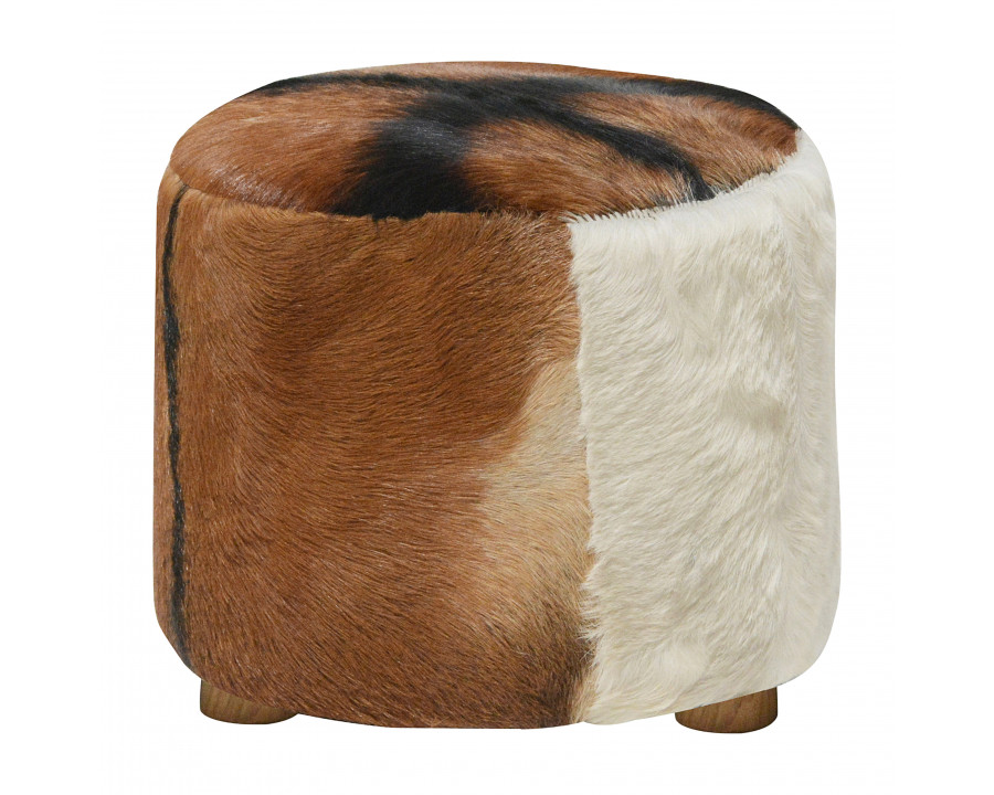 Sagebrook - 18" Cowhide Ottoman in Multi-Color