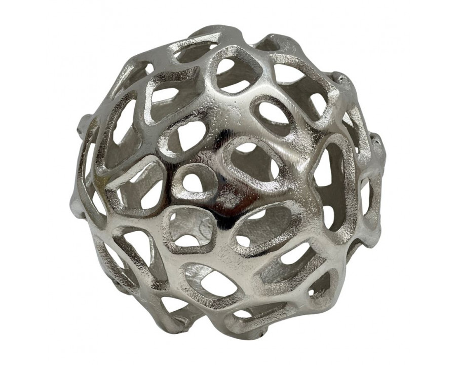 Sagebrook 6" Metal Cut-out Orb - Silver