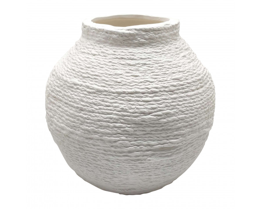 Sagebrook 7" Woven Textured Vase - White