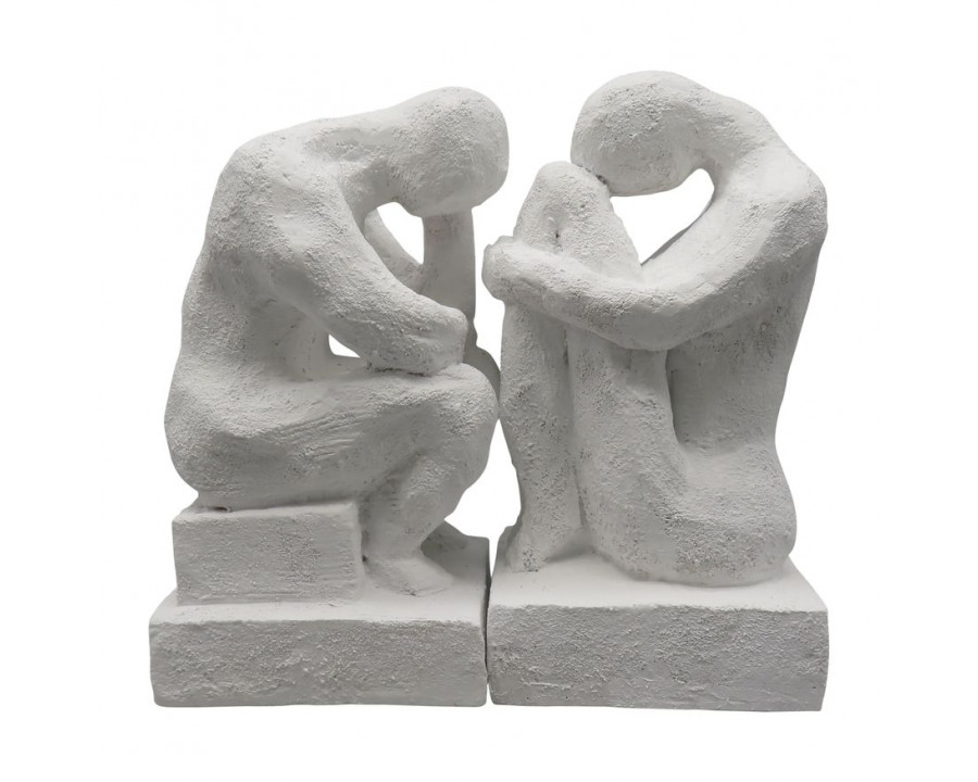 Sagebrook 7" Thinking Man Bookends - White