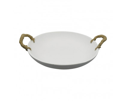 Sagebrook 12" Cement Bowl With Woven Handles