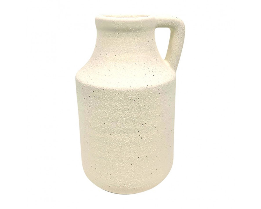 Sagebrook - 9" Bottle Vase With Handle Rough Texture in Ivory