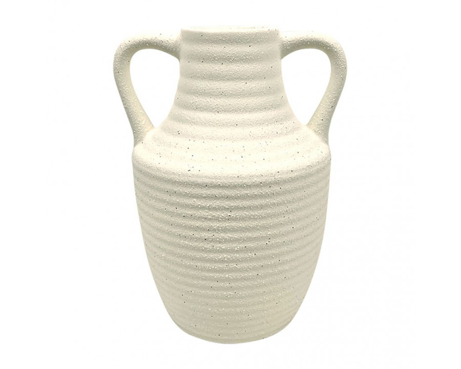 Sagebrook - 9" Jug Vase With Handle Rough Texture in Ivory