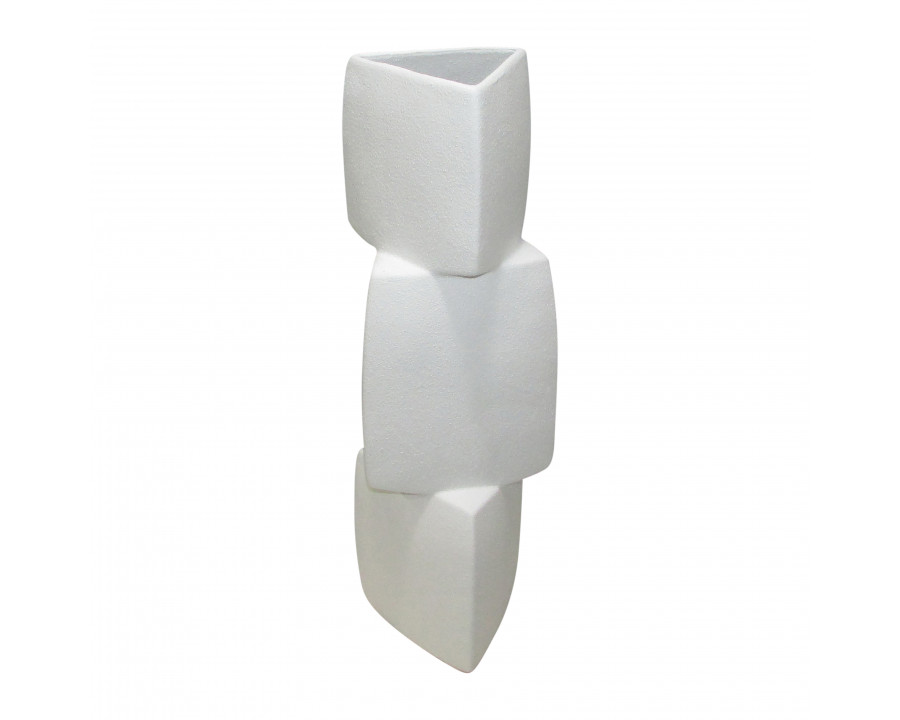 Sagebrook 17" Stacked Triangle Rough Vase - Ivory