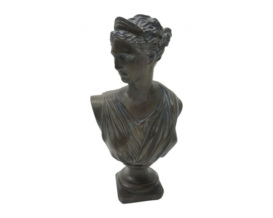 Sagebrook 12" Grecian Bust Distressed Resin - Bronze