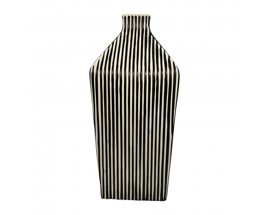 Sagebrook 11" Lines Square Vase - Black/White