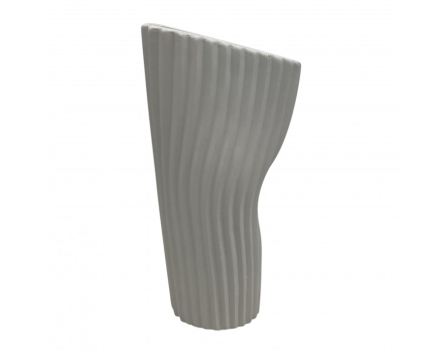 Sagebrook 12" Curved Ribbed Vase - White