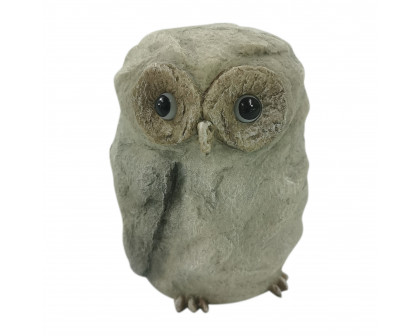 Sagebrook 6" Faux Rock Owl With Solar Eyes